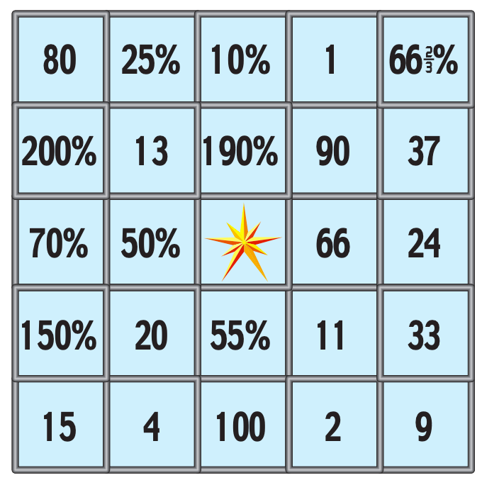 percent bingo card