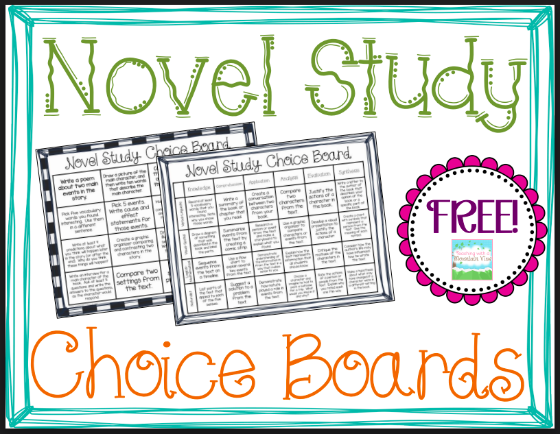 Novel Study Choice Boards