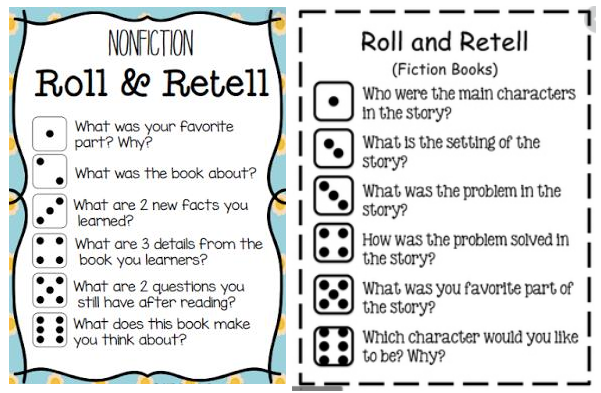 Roll and retell fiction and nonfiction